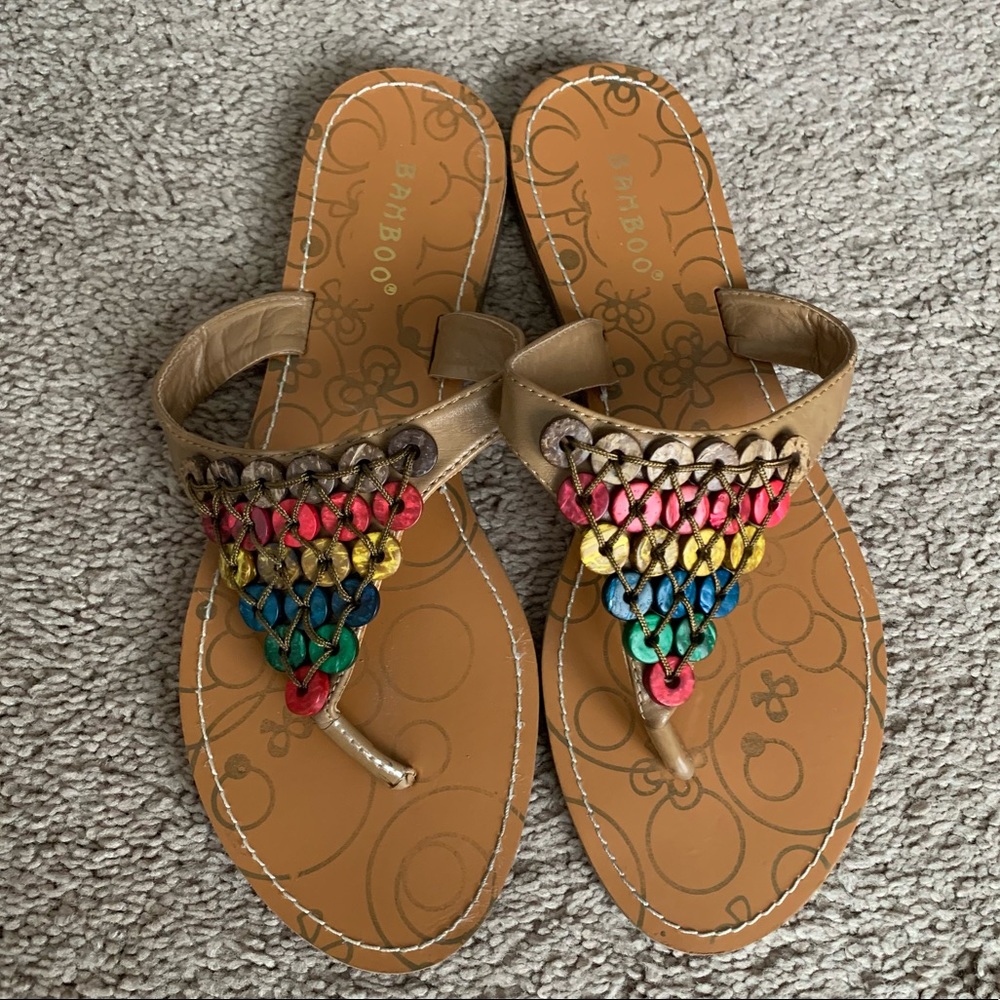 Sandals by Bamboo with Colorful Beaded Detail